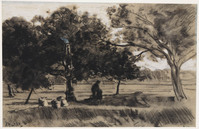 KT 1288
<br/>
Fruitplukkers in een boomgaard
<br/>
<em>Bastert, Nicolaas (1854-1939)</em>